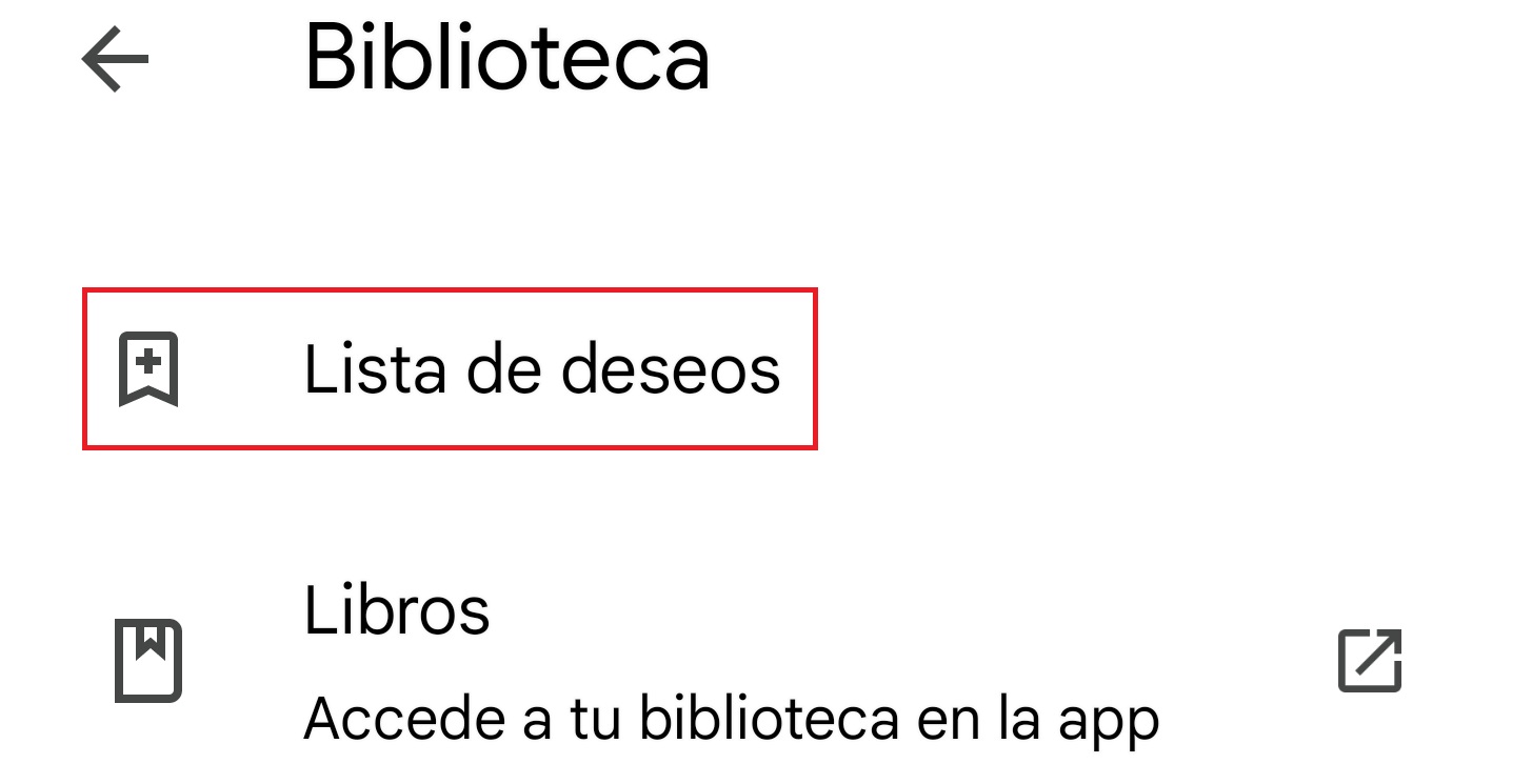 Biblioteca - Lista de deseos en Play Store de Google